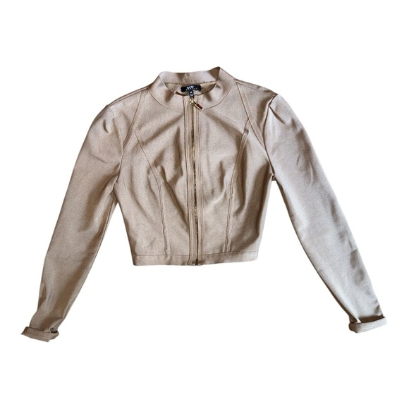 WOW Couture Light Tan Cropped Blazer - Picture 1 of 6